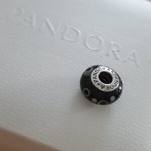 Pandora Retired White Bubbles Murano Glass Bead Charm